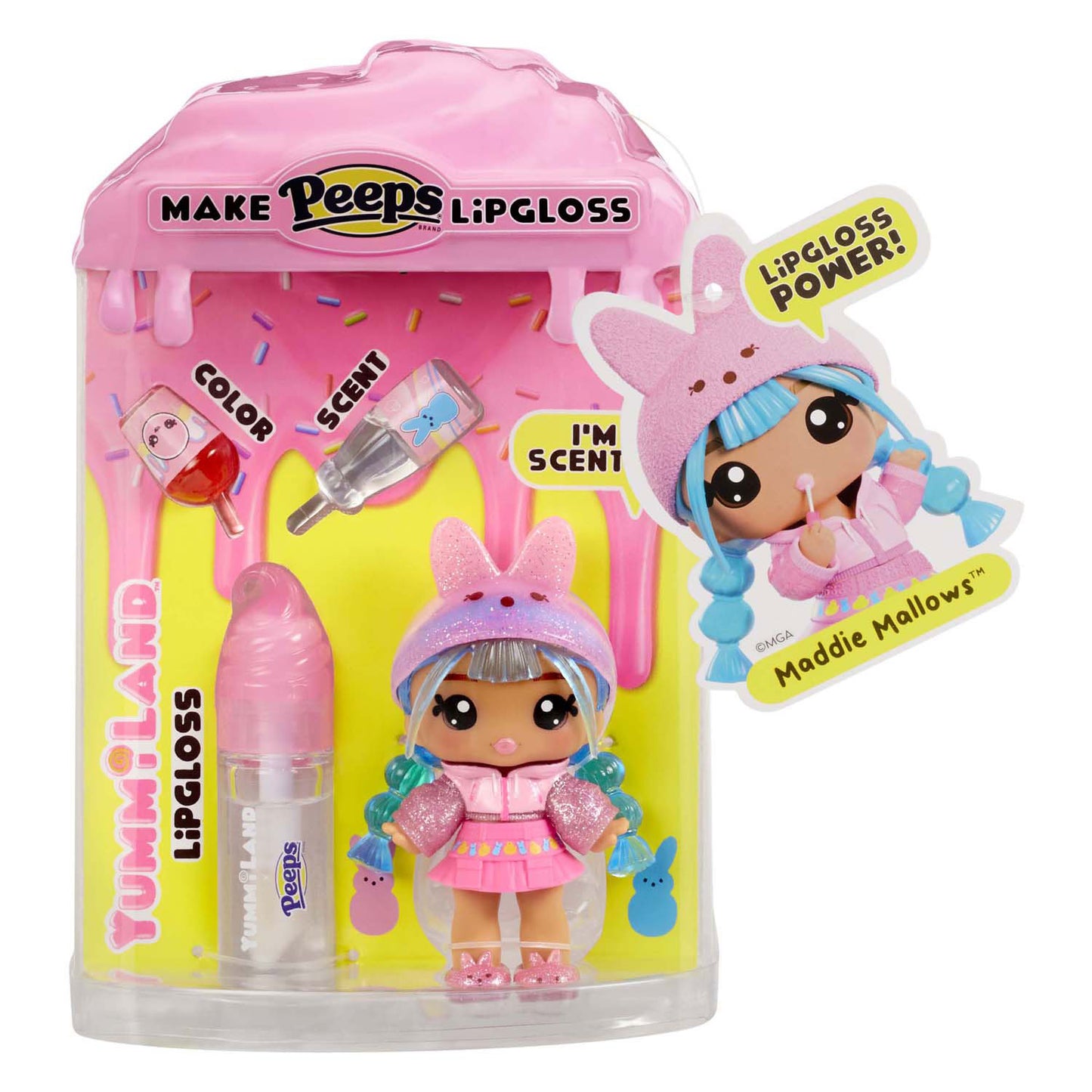 MGA Entertainment Yummiland Pop - Pasqua Marsha sbircia rosa con set di lucidalabbra