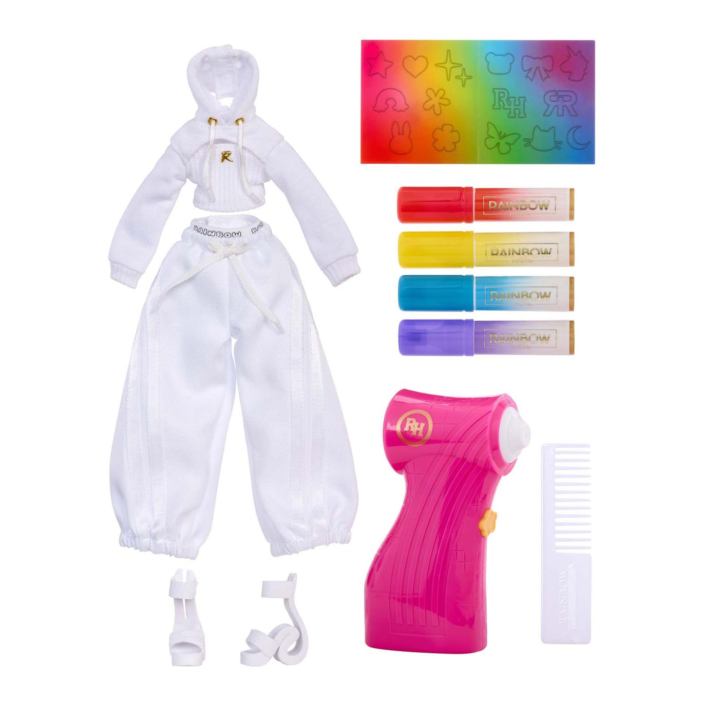 Mga entertainment rainbow high aerógrafo crea muñeca de moda - ojos verdes