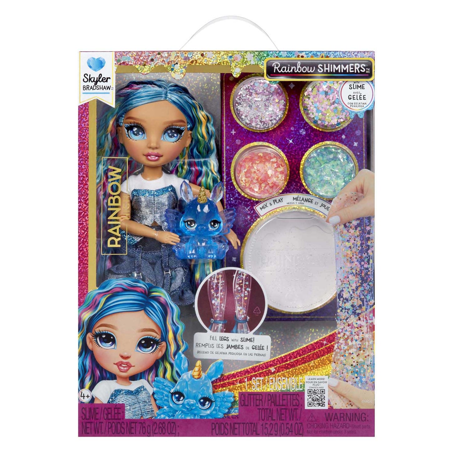 Mga entertainment arcobaleno alto arcobaleno luccica con melma moda bambola skyler (blu)