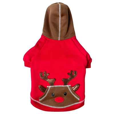 Happy Cap Dog Sweater Sweater Reindeer Red