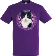 Camiseta Cat en blanco y negro Purple - afbeelding 1