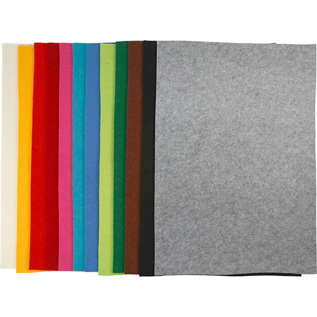 Feltro hobby company Creativ, foglio 42x60 cm, spessore 3 mm, vari colori, 120 fogli 1 scatola