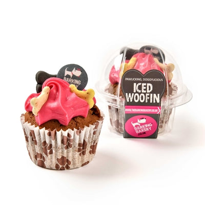 The Barking Bakery The Barking Bakery Vanilla Woofin con glassa rosa