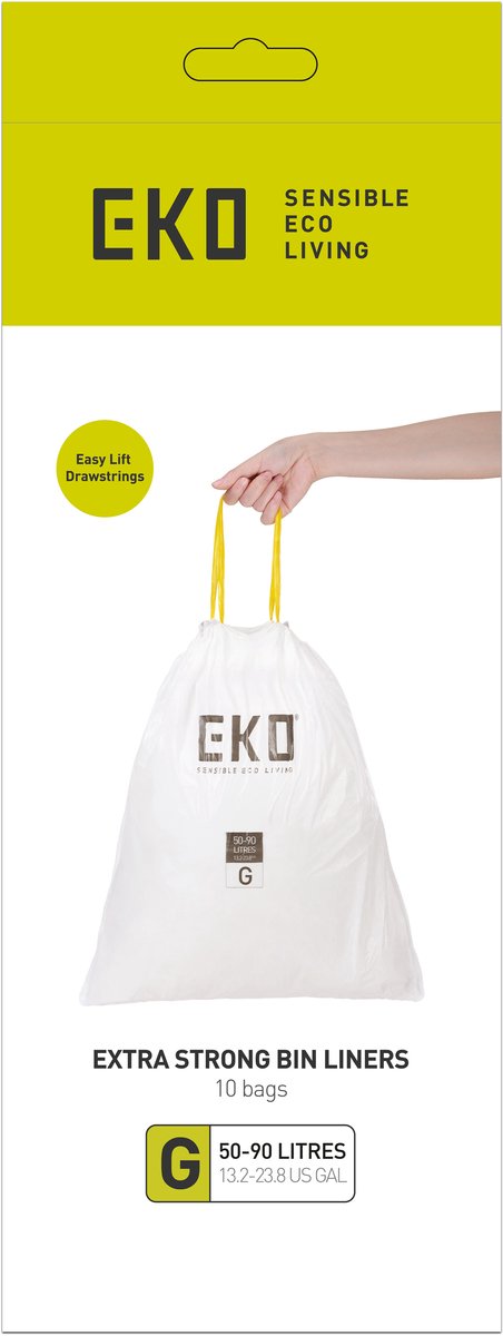 Eko - sacchi rifiuti tipo g 50-90 litri - 6 rotoli x 10 sacchi - bianco