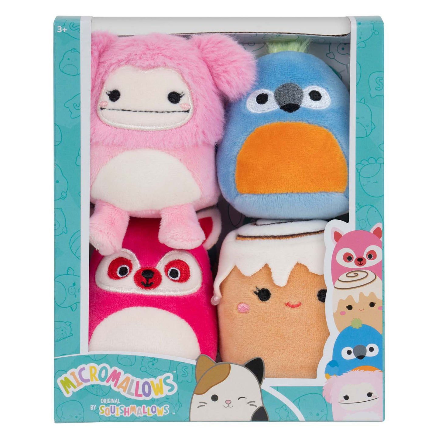 Peluche Squishmallows coccolone - micromallows chanel, brina, lucia, tenise, confezione da 4