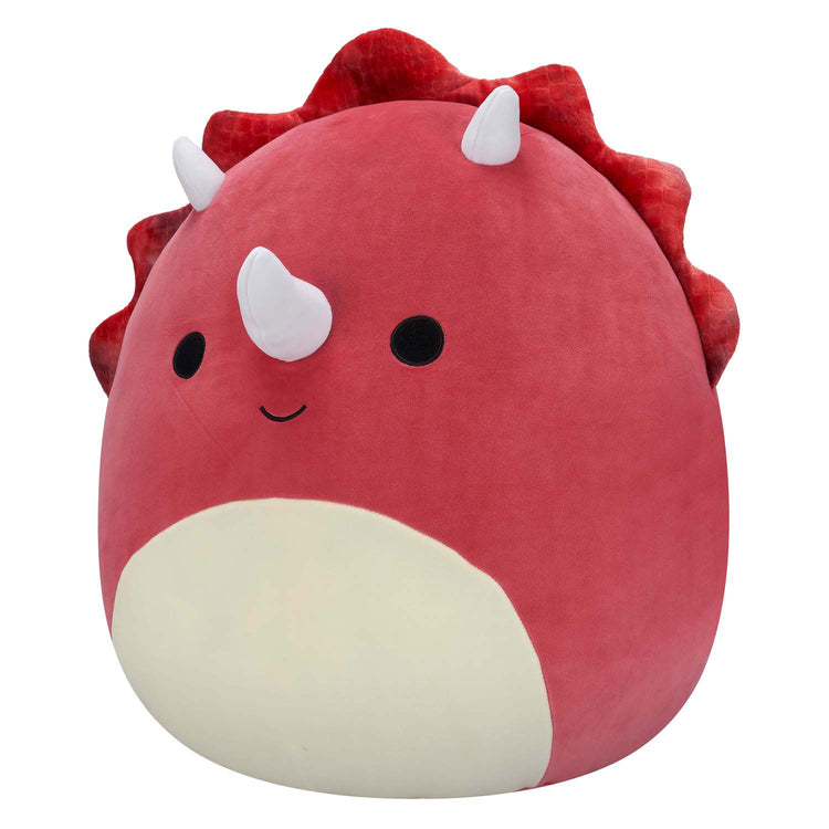 Peluche Squishmallows - Tristán Triceratops rojo, 50 cm