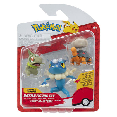 Figura de batalla Pokémon de Jazwares: Axew, Frogadier Torkoal