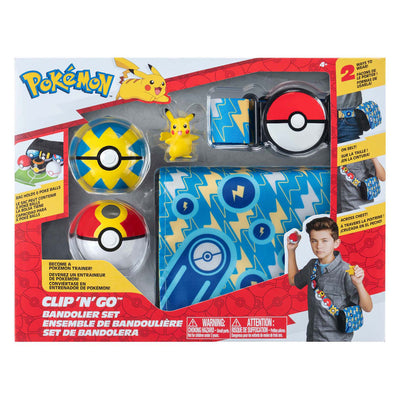 Jazwares set pokémon bandolera bola rápida, bola de repetición y riñonera pikachu