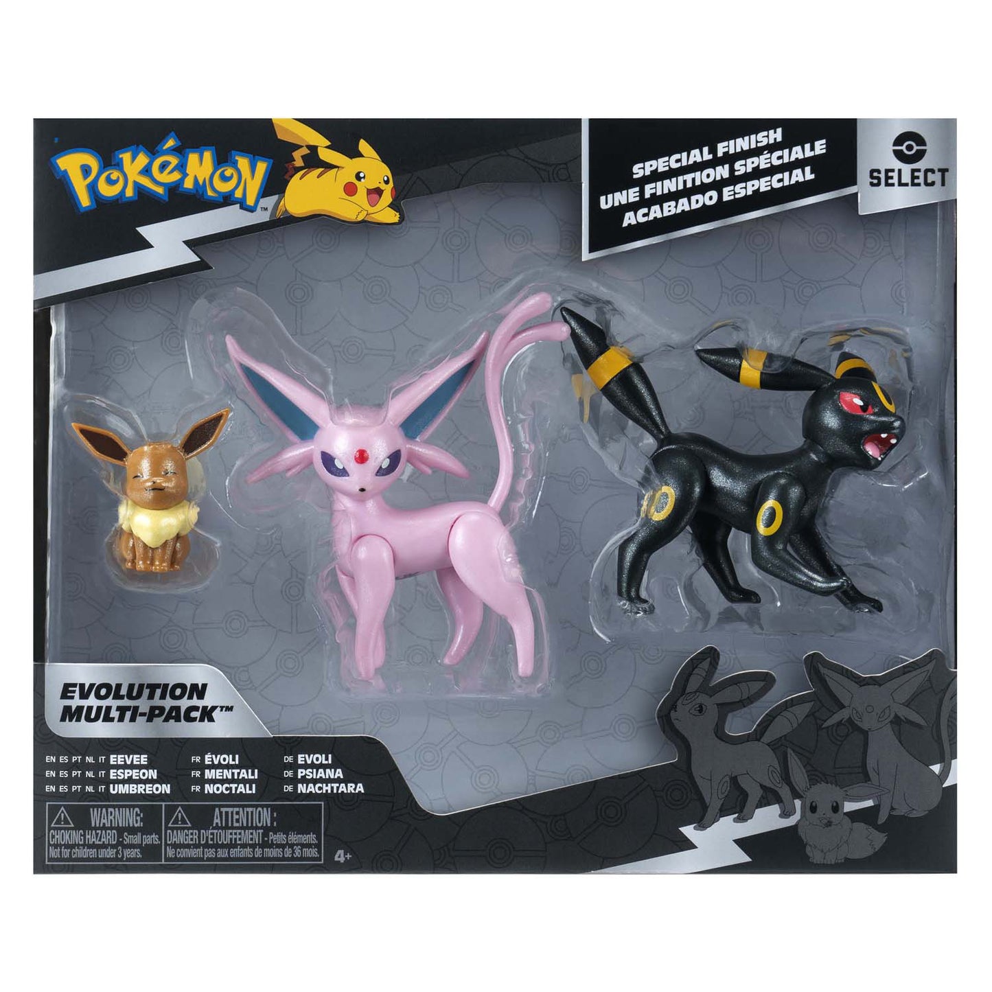 Multipacks de evolución pokémon de Jazwares: eevee, umbreon espeon