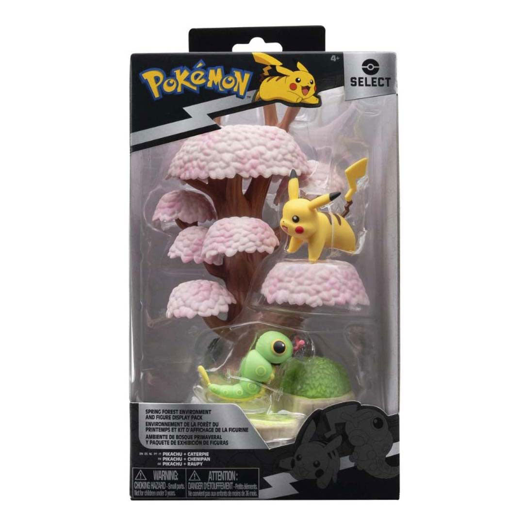 Set di figurine dell'ambiente Pokémon Jazwares - Caterpie Pikachu