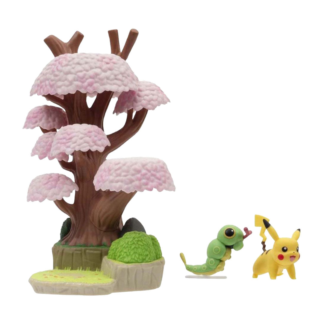 Set di figurine dell'ambiente Pokémon Jazwares - Caterpie Pikachu