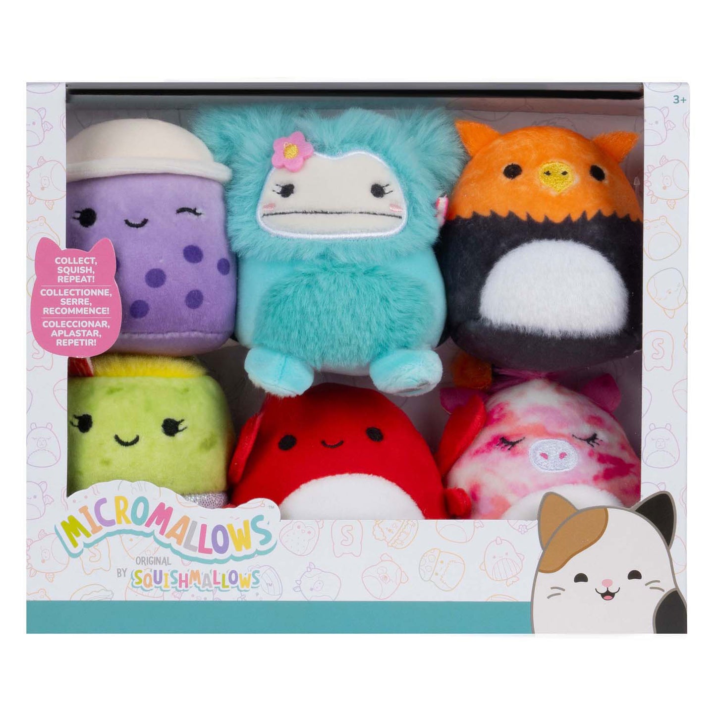 Squishmallows coccolone peluche micromallows - myrnam henley, carlos, anjara, joelle, poplina, confezione da 6