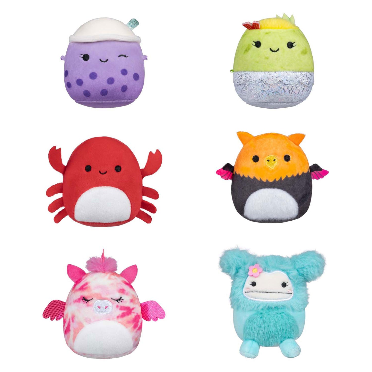 Squishmallows coccolone peluche micromallows - myrnam henley, carlos, anjara, joelle, poplina, confezione da 6