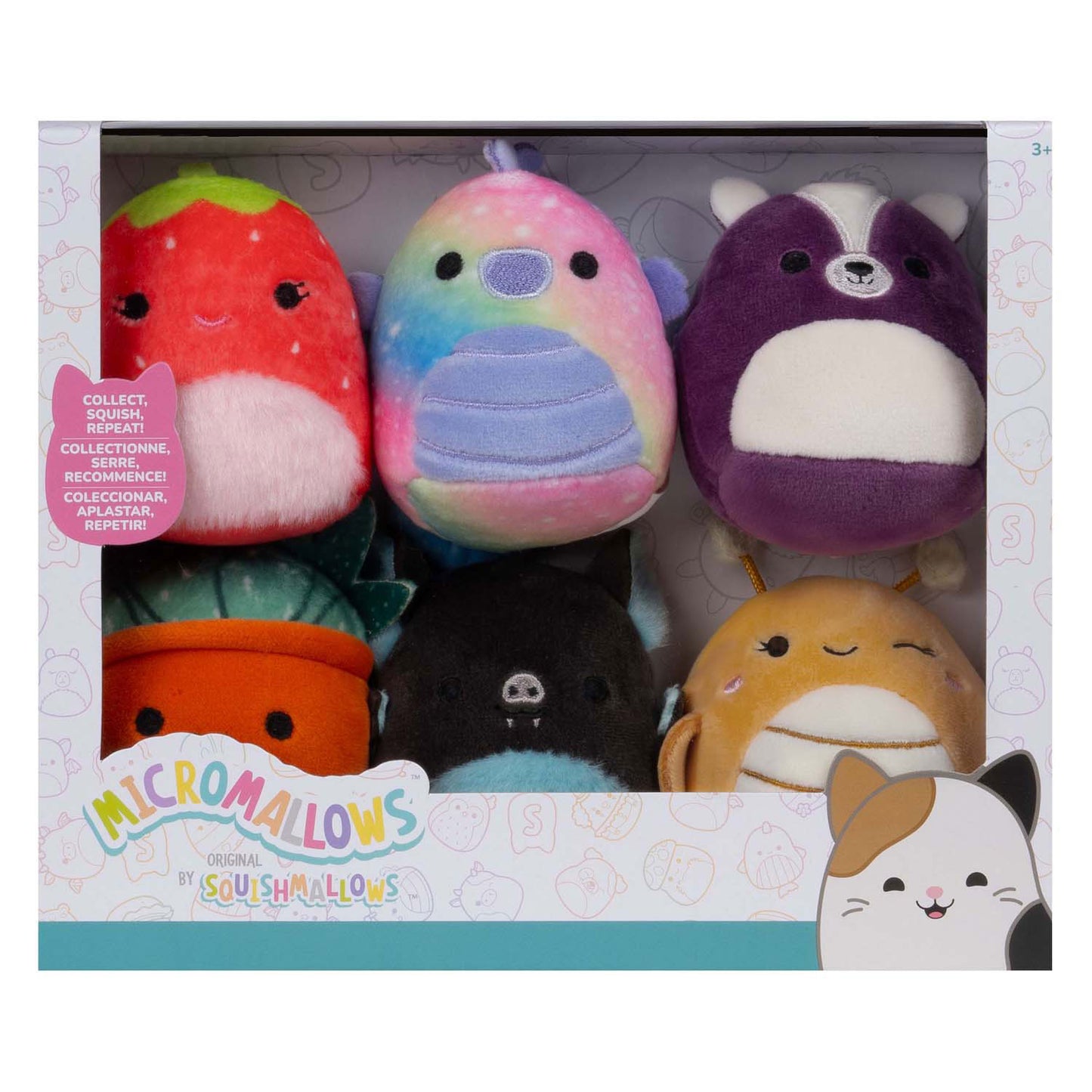 Squishmallows coccolone peluche micromallows - greer, sloan, smeraldo, oz, scarlet, ald, confezione da 6