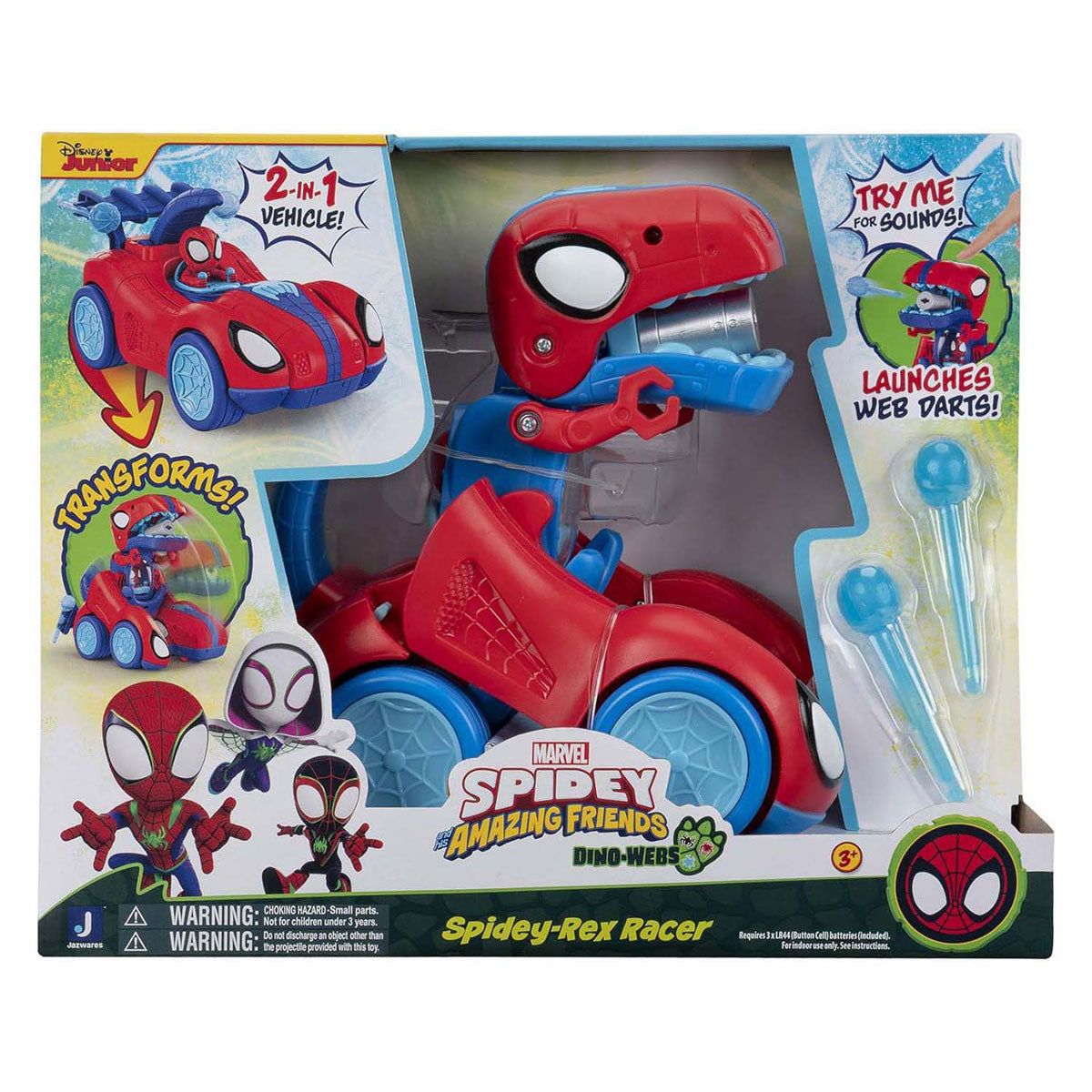Jazwares Spidey and Amazing Friends - Veicolo da corsa Spidey-Rex