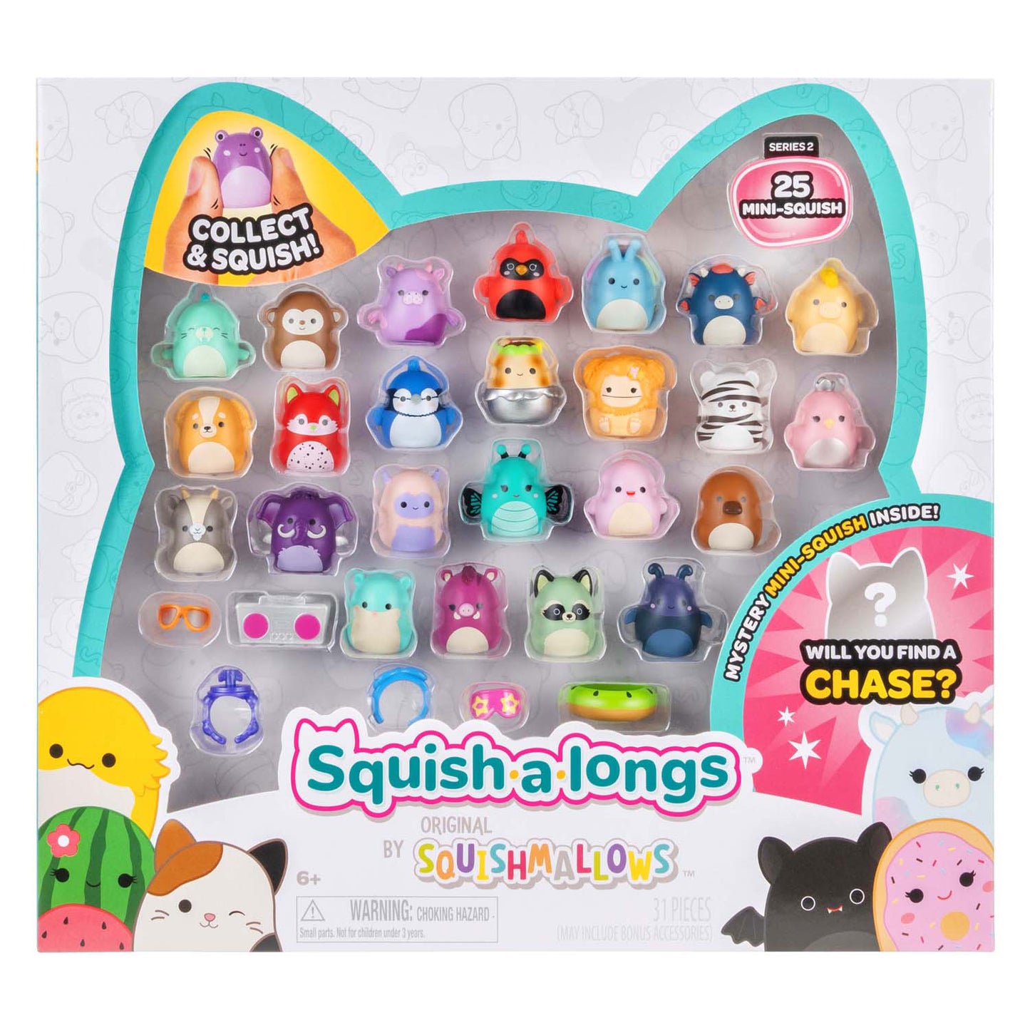 Squishmallows: figuras de juego de squish-a-longs, 25 piezas.