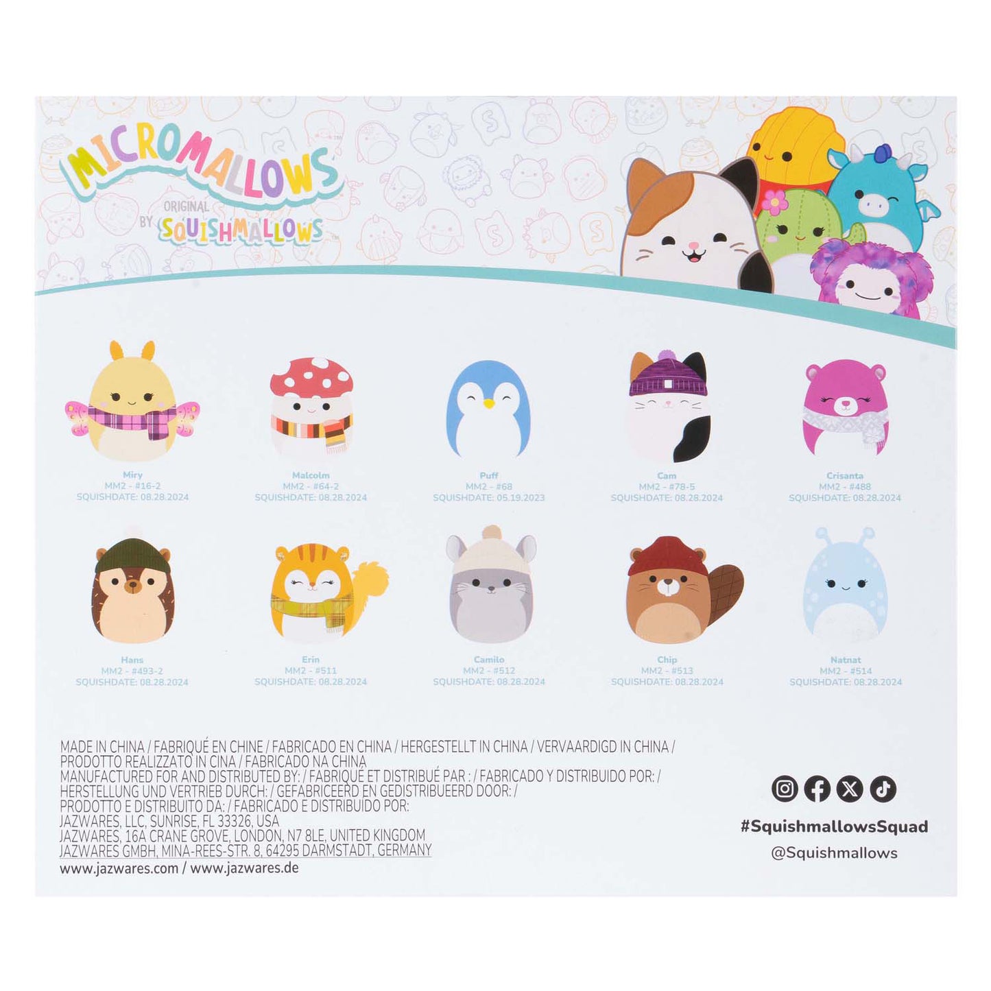 Peluche Jazwares squishmallows - micromallows invierno - 10 unidades