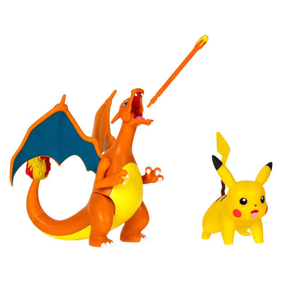 Jazwares pokémon battle feature figure set - glurak and pikachu - 2 pcs.
