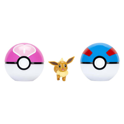 Jazwares Pokémon Clip 'n' Go con Correa Playset Eevee Great Ball