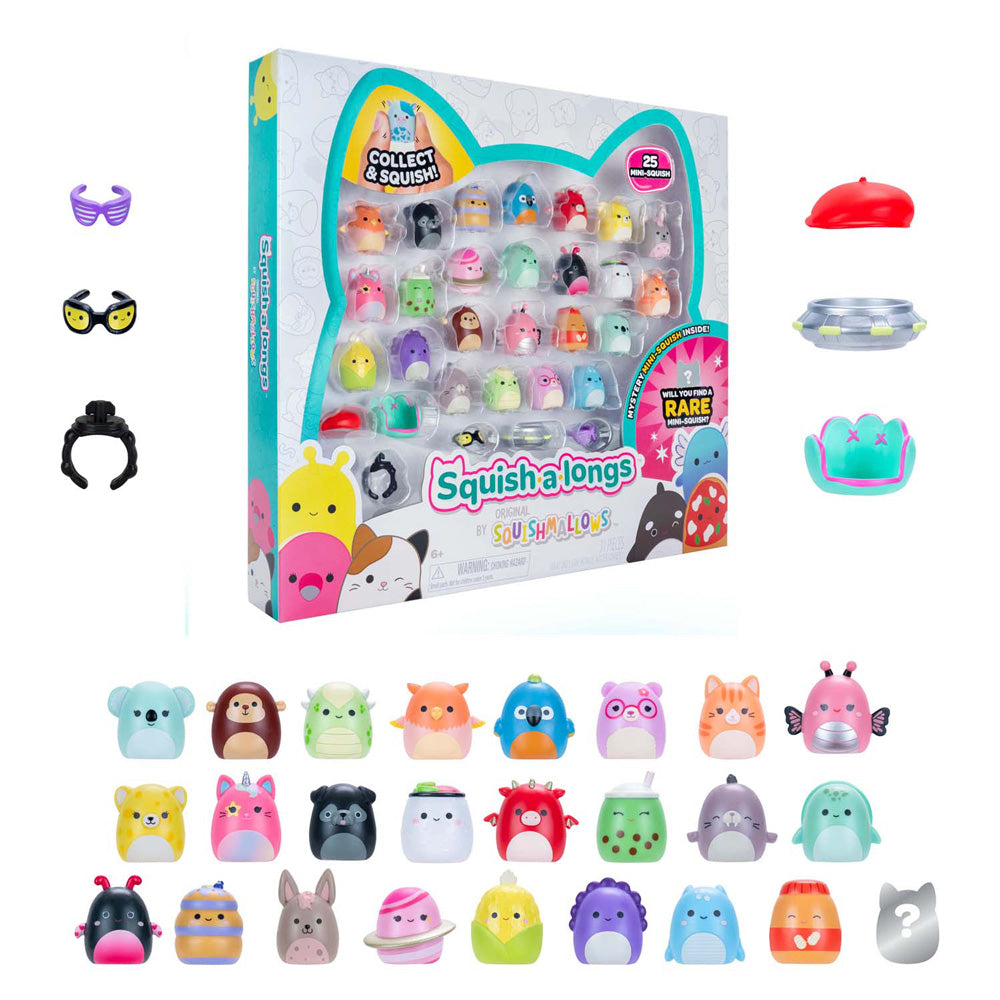 Jazwares squishmallows - figuras de juego squish-a-longs estilo 1 - 25 piezas.