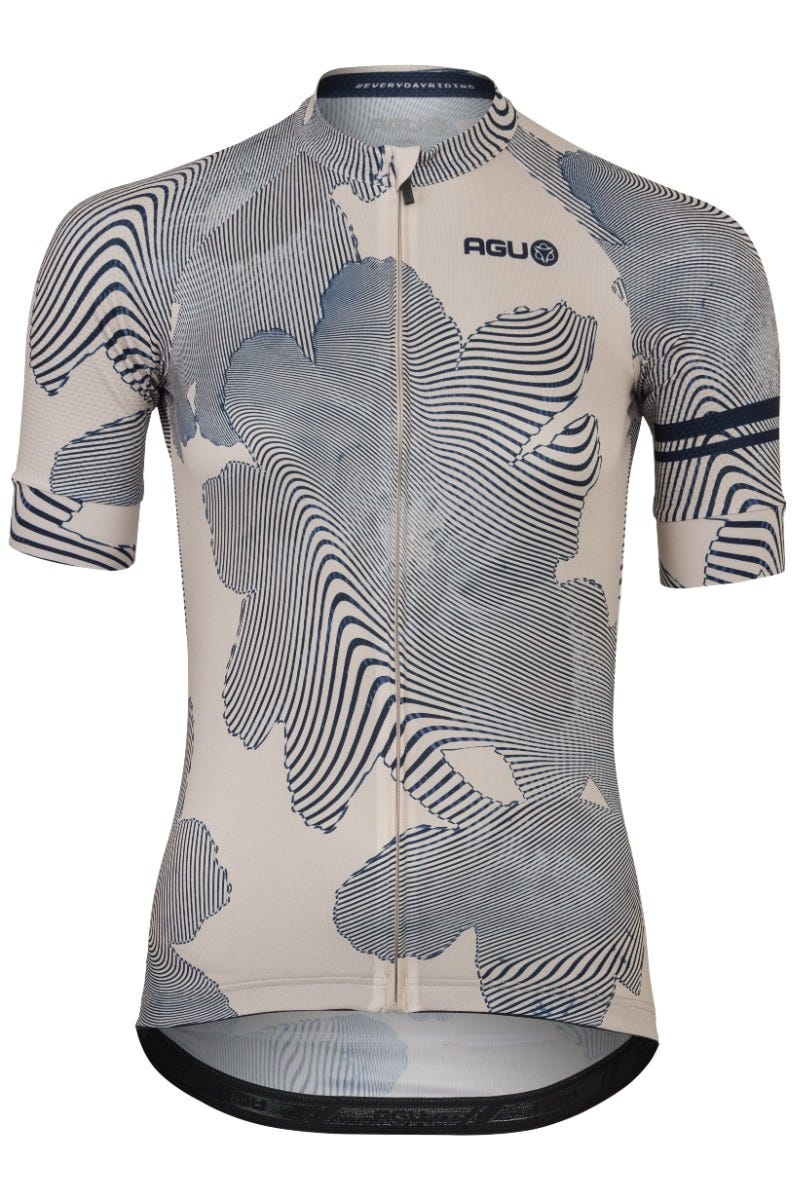 Maglia da ciclismo a fiori a righe essenziale da donna