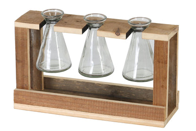 Dijk natural collections jarrones 3 piezas en soporte 29,5x7,5x17cm