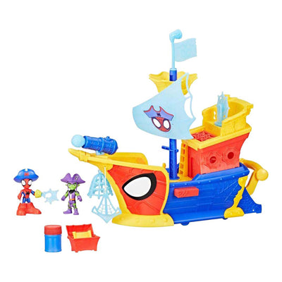 Hasbro spidey water-webs ahoy pirantenschip met bubbels - incl. bellenblaas