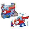 Elicottero Spidey giocattolo Hasbro con action figure e accessori.