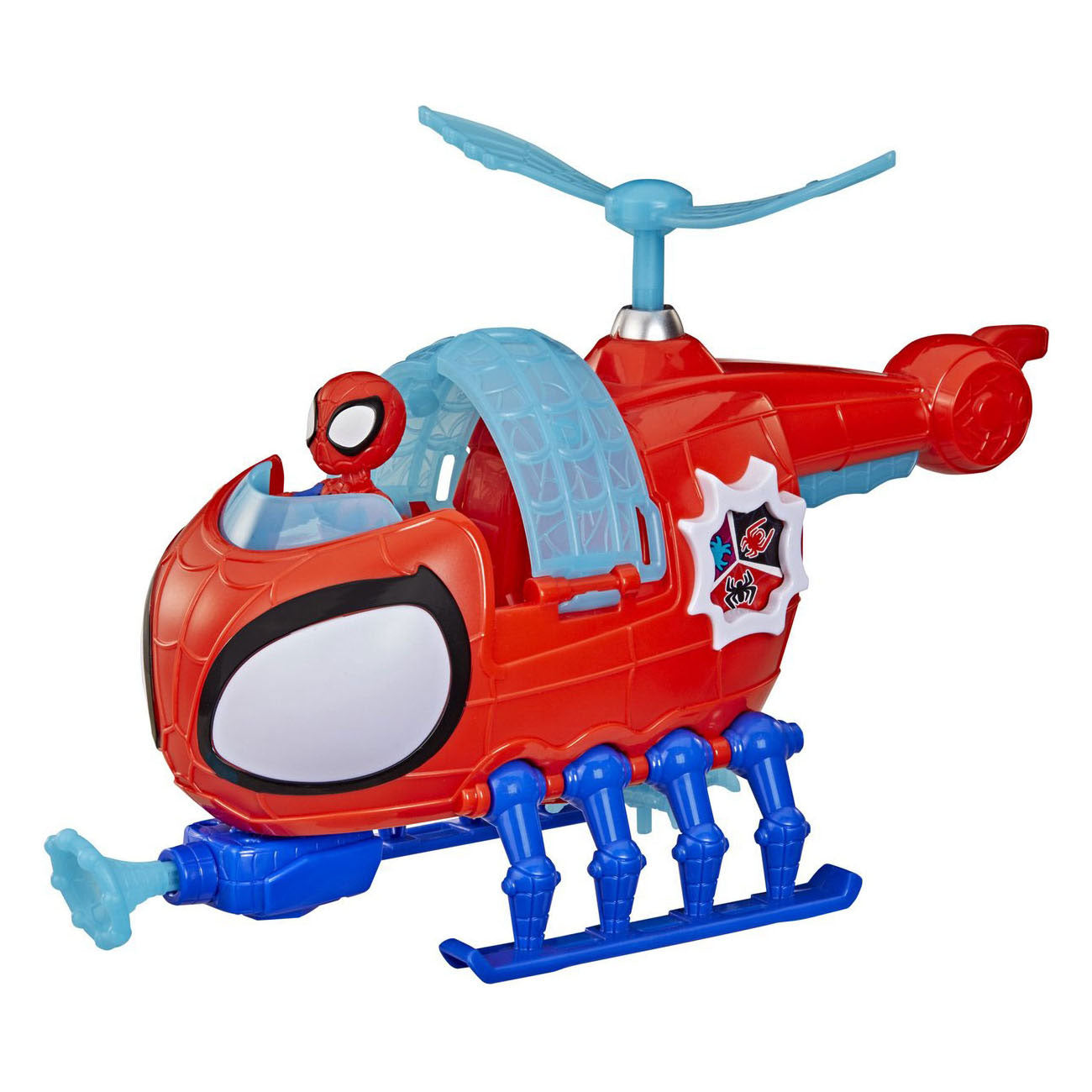 Elicottero Spidey giocattolo Hasbro con action figure e accessori.