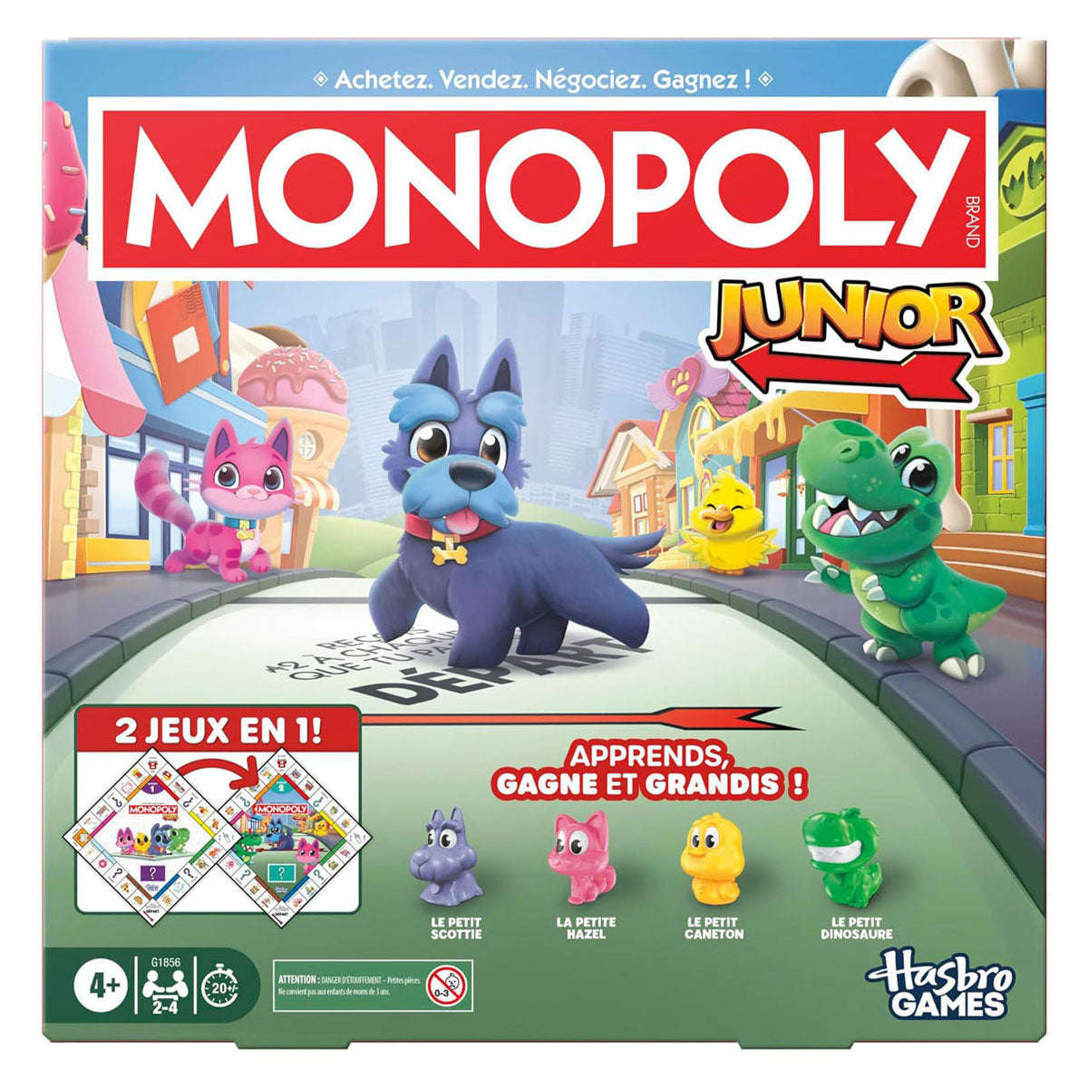 Monopoly junior board game - 2 games in 1 - French edition