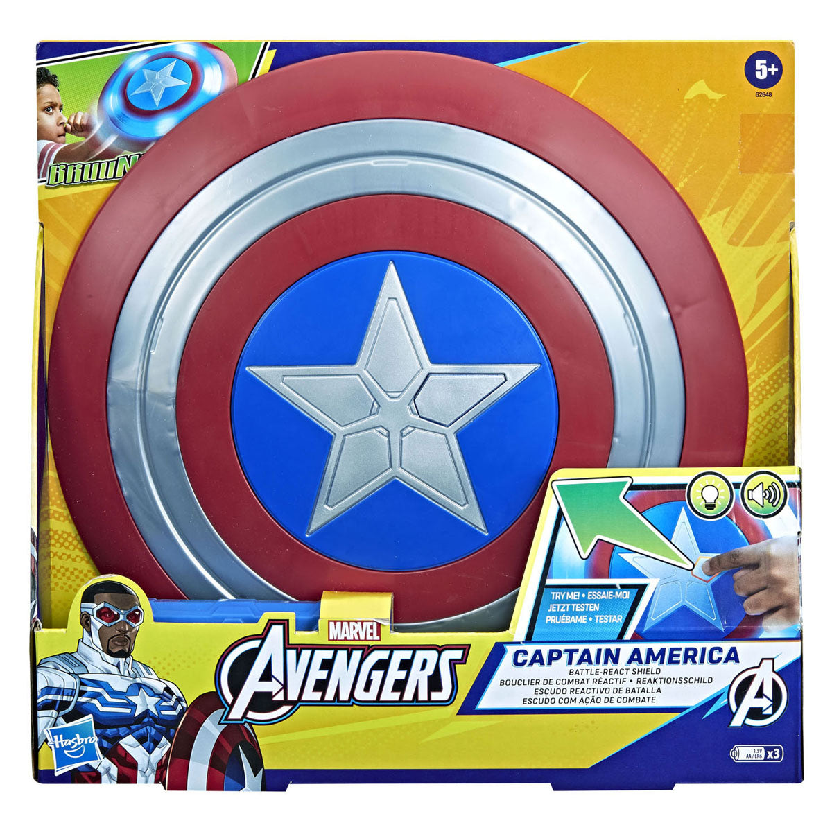 Hasbro marvel avengers capitan america batalla reaccionar escudo