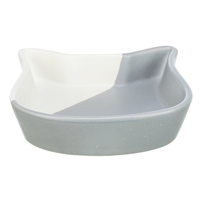 Trixie Food Bowl Cat Cat Cat Head Ceramic Grey White