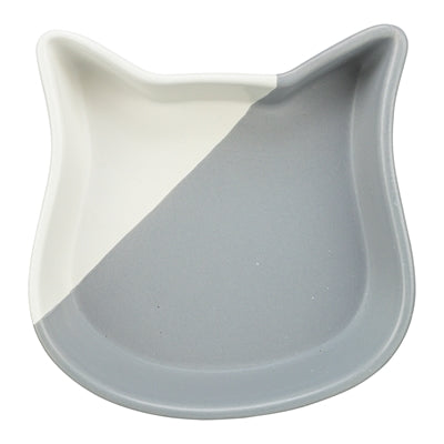 Trixie Food Bowl Cat Cat Cat Head Ceramic Grey White