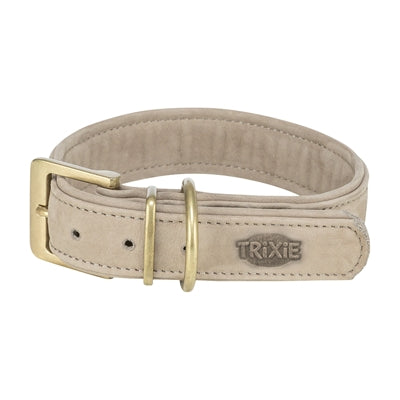 Trixie Collar Dog Pure Leather Grigio chiaro