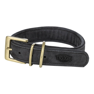 Trixie Collar Dog Pure Leather Black