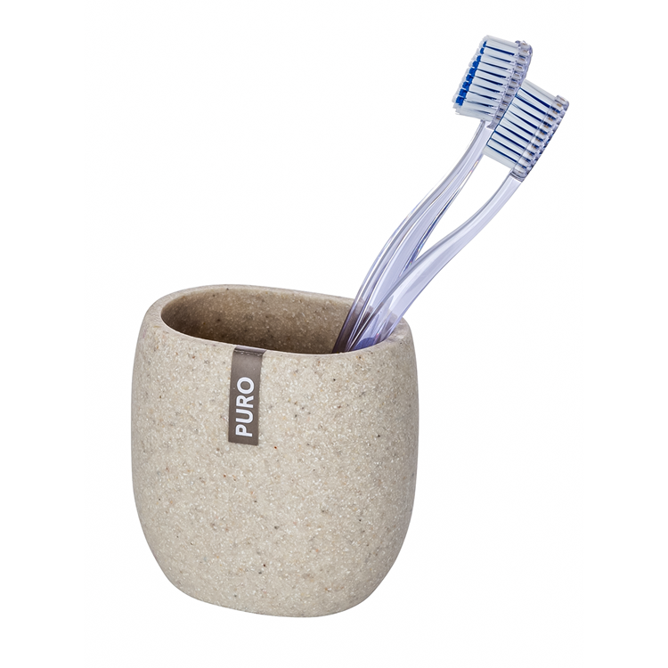 Wenko 1064992 - bicchiere portaspazzolino puro beige | 2 pezzi