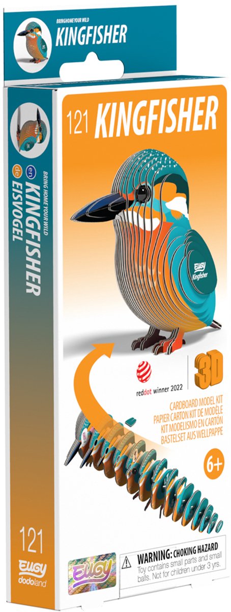 Puzzle 3d Eugy - martin pescatore - uccelli - sostenibile - collezionali tutti - 6 anni