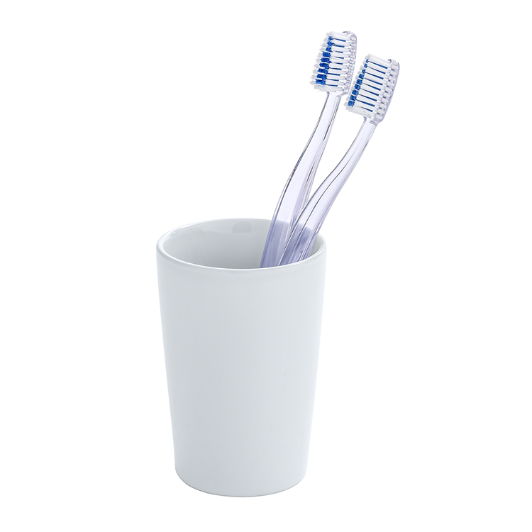 Wenko 1064995 - bicchiere portaspazzolino coni ceramica bianco | 4 pezzi