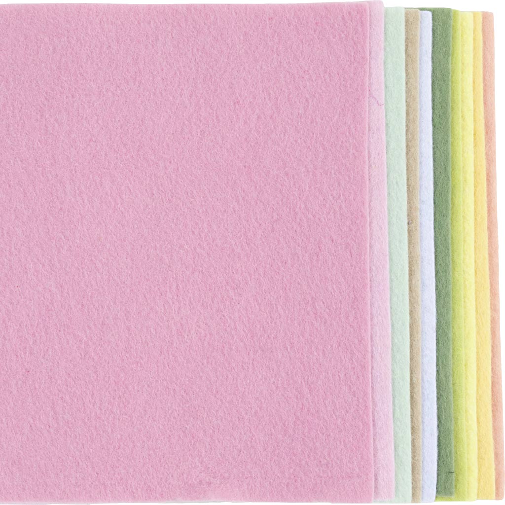 Feltro hobby Creative Company, a4, foglio 210x297 mm, spessore 2 mm, colori pastello, 10 pezzi 1 scatola