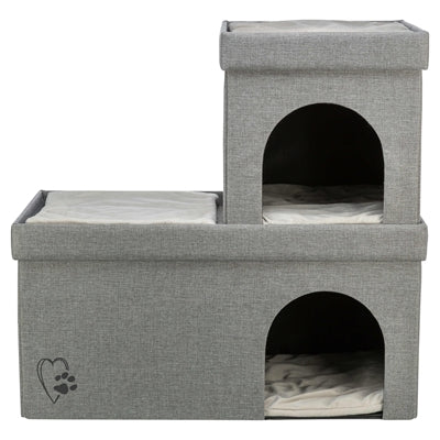 Trixie cesta per gatti cuccia per gatti kimy soft a 2 piani grigio chiaro
