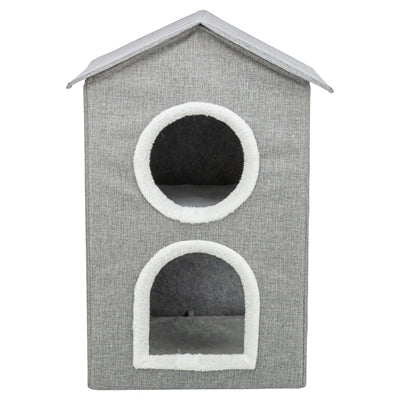 Trixie Cesta para gatos casita para gatos nora soft 2 plantas gris claro