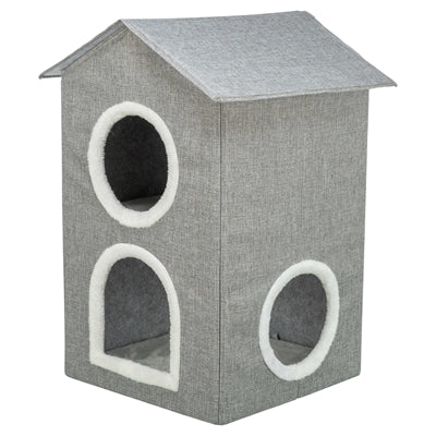 Trixie Cesta para gatos casita para gatos nora soft 2 plantas gris claro