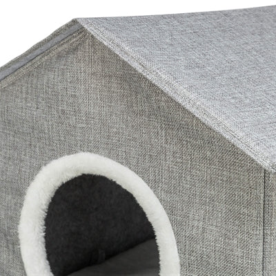 Trixie Cesta para gatos casita para gatos nora soft 2 plantas gris claro
