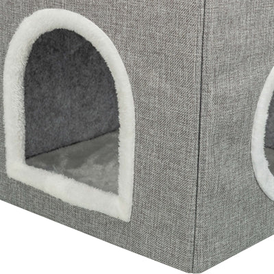 Trixie Cesta para gatos casita para gatos nora soft 2 plantas gris claro