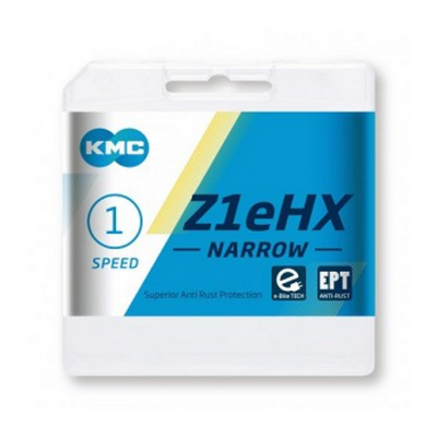 Kmc z1ehx stretto ept extra long 128 schakels e -bike blocco - perno da 7,8 mm - argento scuro