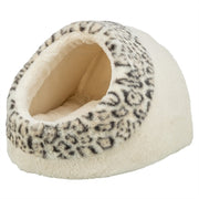 Trixie kattenmand iglo leo soft pluche creme panterprint - afbeelding 1