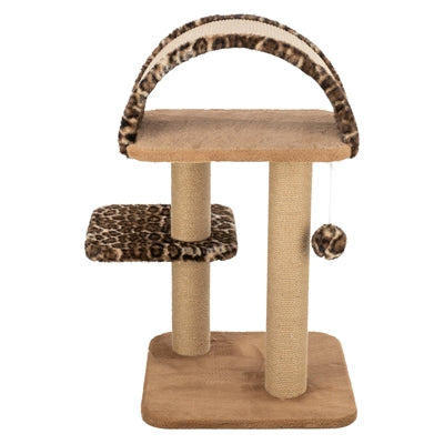Trixie scratching post Leo leopard print berth with bow brown