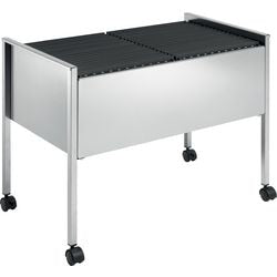 Carrello portacarte sospeso argento metallizzato 2x50 cartelle 4 ruote piroettanti