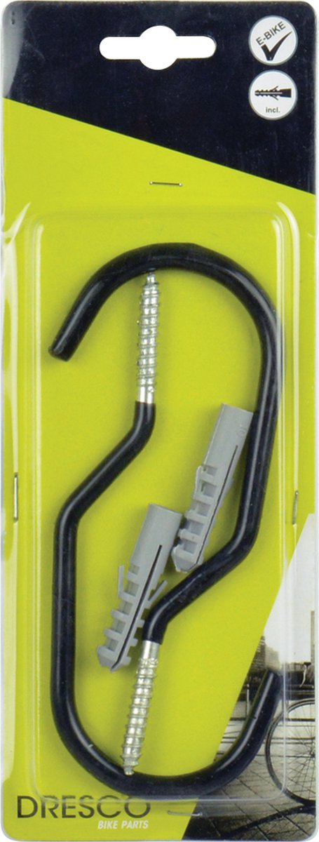 Dresco garage fietshaken - zwart - metaal - 2 stuks