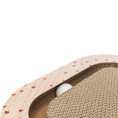 Trixie scratching board Valentine with balls triangular cardboard apricot